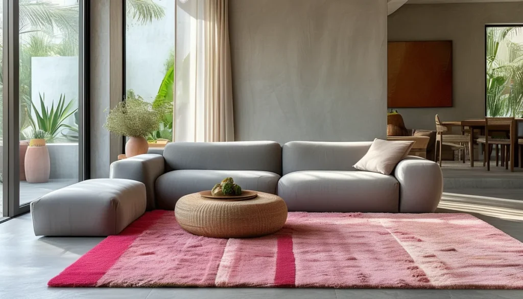 Alfombra rosa: qué tono elegir, medidas y fibras que aguantan